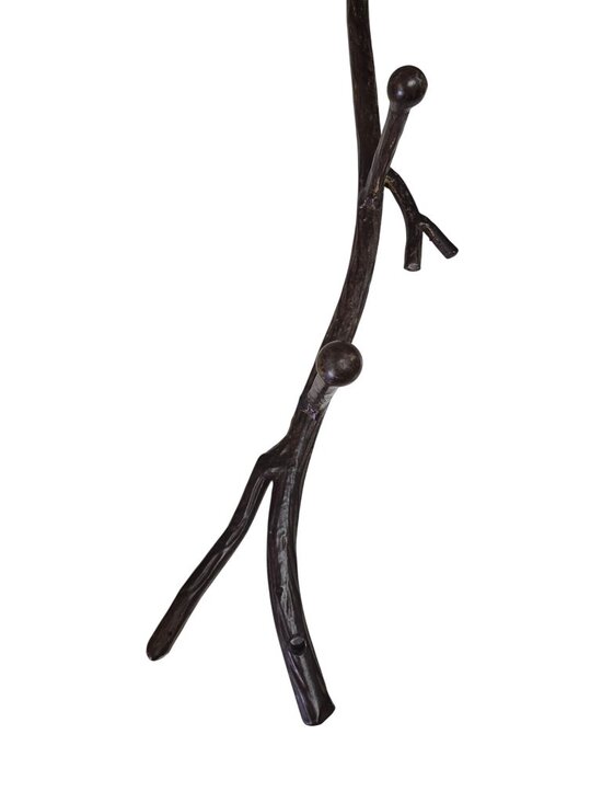 Rustic Branch Wall Hook Pinecone Accents Cast Iron Coat Rack Cabin Decor - Picture 9 of 10